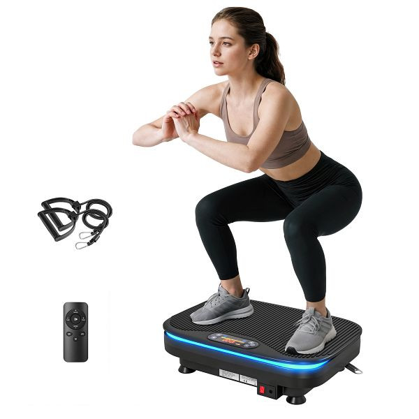 SPORTNOW Vibrationsplatte für Fitnessübungen, Bluetooth-Funktion, Fernbedienung, 99 Geschwindigkeitsstufen, Kunststoff, Stahl, Schwarz, A90-409V90BK