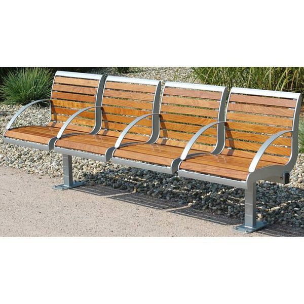 Stein HGS Sitzbank -Freelax- mit Rückenlehne, 4-Sitzer /2170mm/zum Einbetonieren, Höhe Unterflur 350mm, RAL3003 rubinrot, Material Sitz-/Rückenfläche: Robinien-Holz, 20753-01