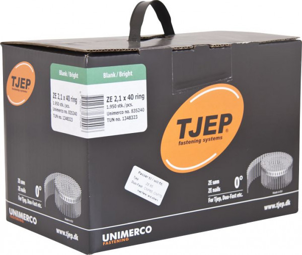 TJEP ZE21/40 Rillennagel blank, Rundkopf, Box 1.950 Stück, ZE Nägel, 835240