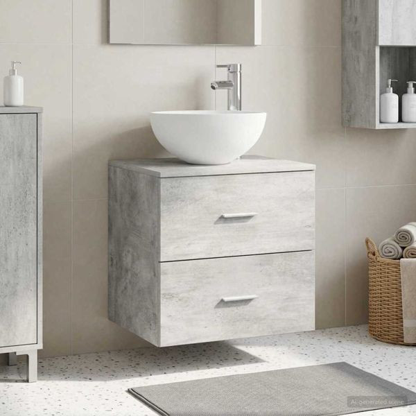 vidaXL Wandmontierte Waschtisch Betongrau 49,5 x 41 x 64,5 cm, 890265