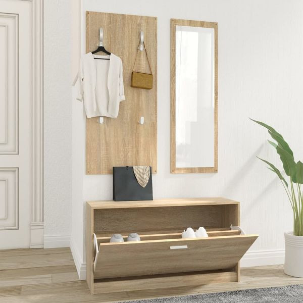 vidaXL 3-teilig Flurmöbel-Set Sonoma-Eiche Holzwerkstoff, 342572