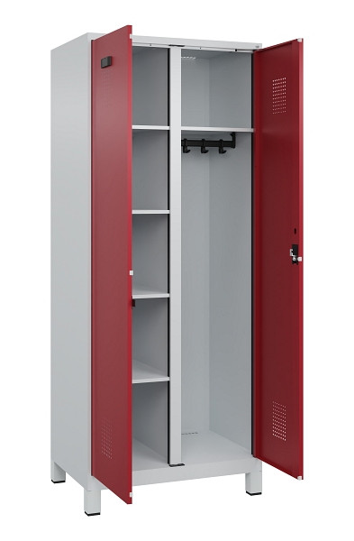 C+P Wäsche-/Garderobenspind Evolo PLUS, mit Füßen, 2 Abteile, 1950x800x500mm, 7, Frontfarbe RAL 3003 Rubinrot, Zylinderschloss, 049610-22 S10031