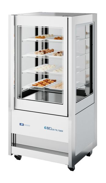 ISA Panorama-Kühlvitrine CRISTAL TOWER 930 LH RV TN WHITE, steckerfertig, Umluftkühlung, 4537014193012003