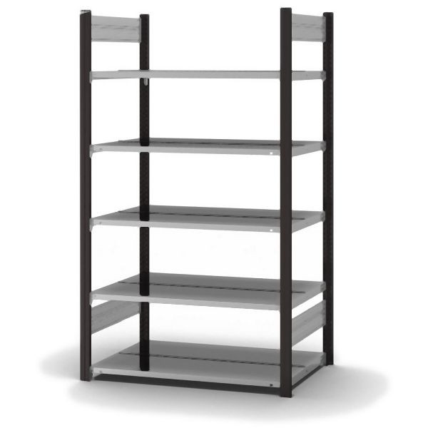 hofe Grundregal, zerlegt, 5 Böden 1750 x 600 x 1000 mm, verzinkt Stützprofile - anthrazitgrau/RAL 7016, HAG17610DA