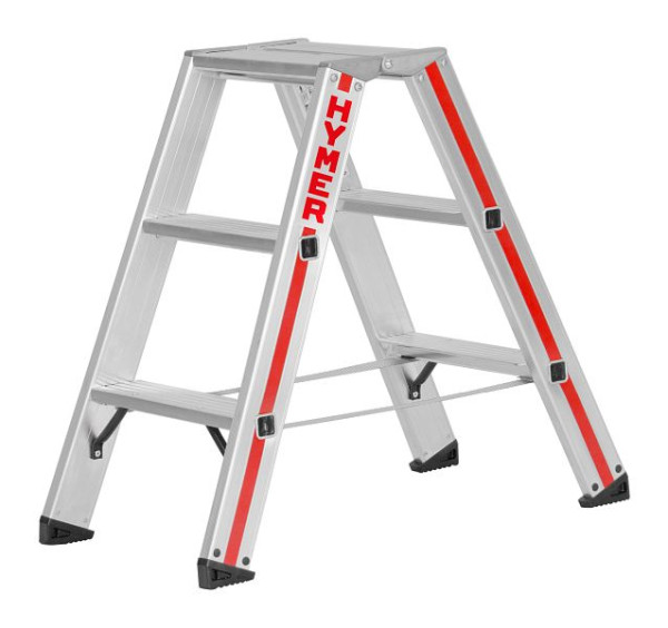 HYMER Stufenstehleiter, beidseitig begehbar, 2x3 Stufen, Länge 0,77 m, Standhöhe: 0,22 m, 802406