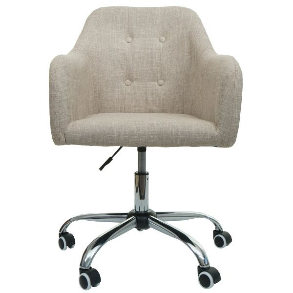 Mendler Bürostuhl HWC-L92, Drehstuhl Schreibtischstuhl Computerstuhl Bürosessel Stuhl, mit Armlehne, Stoff/Textil creme, 103123