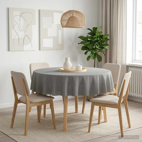 vidaXL Tischdecke 5 stk. Rund Hellgrau Ø 180 cm Polyester, 42040262