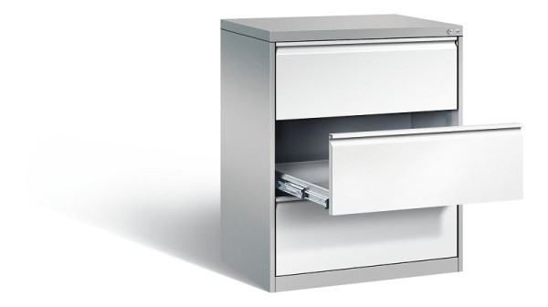C+P Karteischrank Acurado, H1045xB787xT590mm, Farbe: Lichtgrau / Verkehrsweiß, Griffleiste, 12923-322 S10037