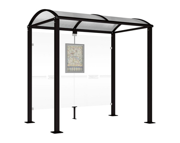Procity Wartehalle Vierkantrohr - Ohne Seitenverkleidungen, Farbe RAL 9005, Maße: Breite 2500 x Höhe 2560 x Tiefe 1600 mm, 529208.9005