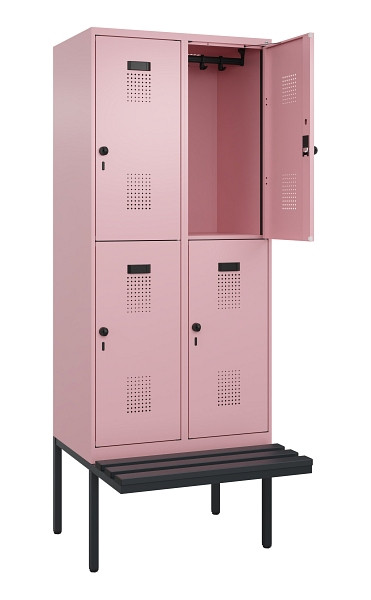 C+P Doppelstock-Spind Evolo PLUS, Bank, 4 Fächer, 2120x800x815mm, 3015/3015, Drehriegel, Sitzfläche Kunststoff, 0493407-22 S10105