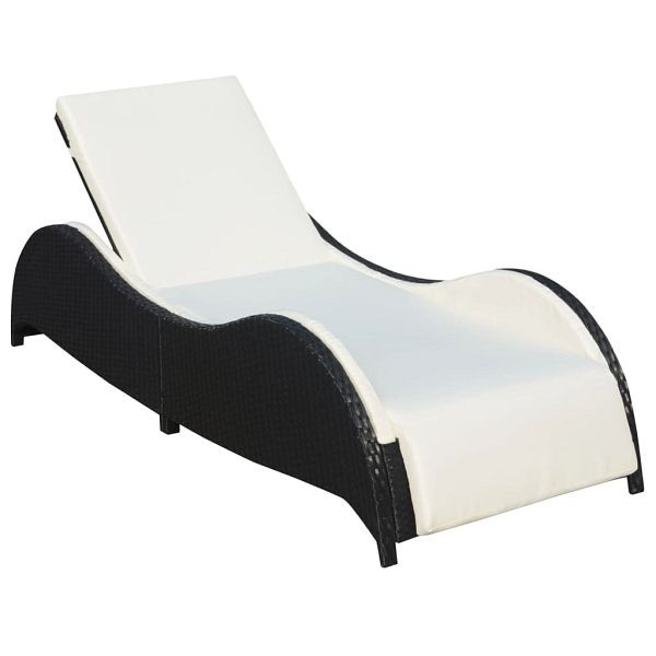 vidaXL Sonnenliege mit Polsterauflage Poly Rattan Schwarz, 41975