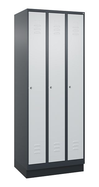 C+P Umkleidespind Classic PLUS, Sockel, 3 Abteile, 1950x750x500mm, 7016/7035, Zylinderschlösser, 080020-39 S10028