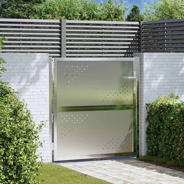 vidaXL Gartentor mit Schloss Silber 96 x 100 cm Edelstahl, 3402577
