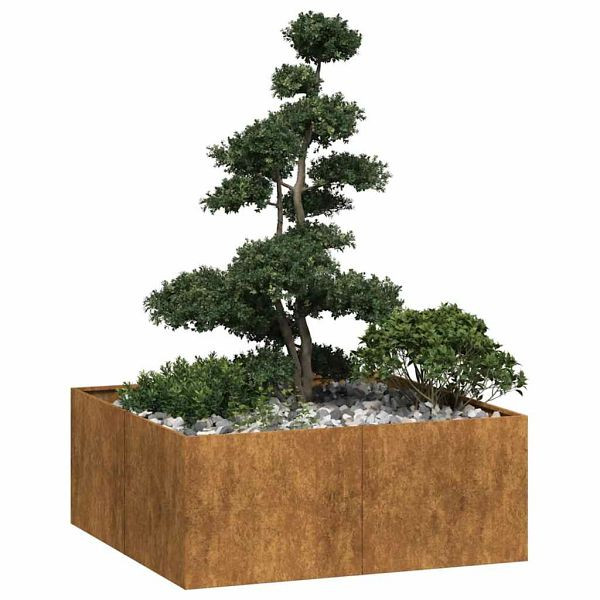 vidaXL Pflanzkübel Rostig 100x100x40 cm Wetterfester Stahl, 860821