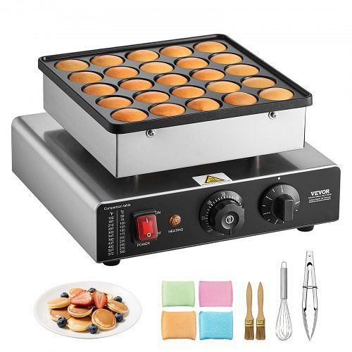 VEVOR Mini Pfannkuchenmaker, 43 mm, antihaftbeschichtet, Edelstahl Poffertjes-Grill, elektrisch für Küche & Restaurant, HFBJ25KXXXSB00001002V2