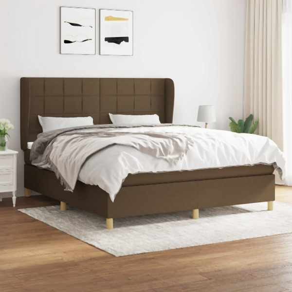vidaXL Boxspringbett mit Matratze Dunkelbraun 180x200 cm Stoff, 3128544