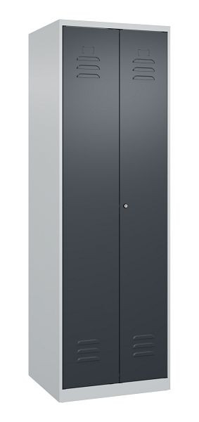 C+P Umkleidespind Classic PLUS, Doppel-Spind, 2 Abteile, 1850x600x500mm, 7035/7016, Zylinderschloss, 080002-20P S10024