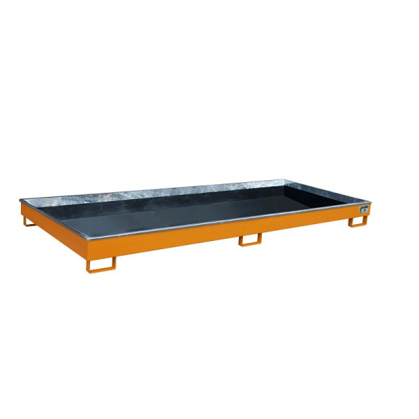 STEIN HGS Regalwanne mit PE-Einsatz RW PE, 270 Liter, RAL 2000 gelborange, Gesamthöhe 195 mm, lackiert, ohne Gitterrost, 79216.0037