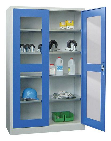 Pavoy Flügeltürenschrank 1950/600/1200, Drehgriff, Böden verzinkt, Sichtfenster, 31310-120-690-910