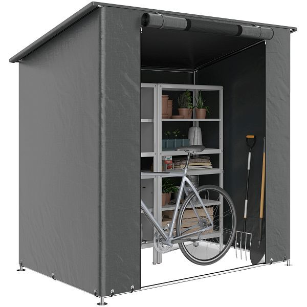Outsunny Zeltgarage 1,9x1,2 m Wasserdicht mit aufrollbarer Reißverschlusstür Belüftungsfenster Dunkelgrau, 84H-514V00CG