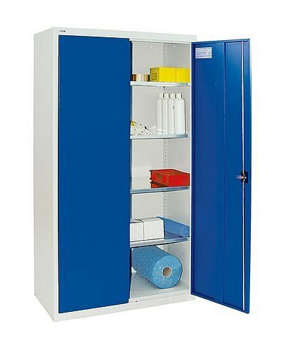 stumpf Flügeltürenschrank Esta, 4 Fachböden verzinkt Korpus lichtgrau, Tür enzianblau, B 1000 mm, H 1800 mm, 251881