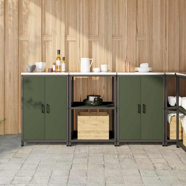 vidaXL Küchenlager-Set Mit Regal 3-teilig Olive Grün 180 x 50 x 92 cm, 3392697