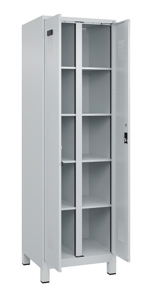 C+P Wäsche-Spind Evolo PLUS, mit Füßen, 2 Abteile, 1950x600x500mm, 7035/7035, Verschluss Zylinderschloss, 049012-20B S10040