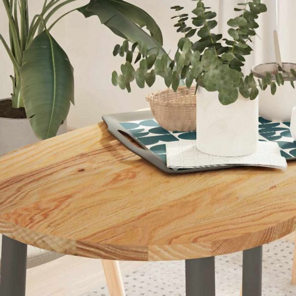 vidaXL Tischplatte Hellbraun 100x50x2 cm Massivholz Eiche Oval, 4009070