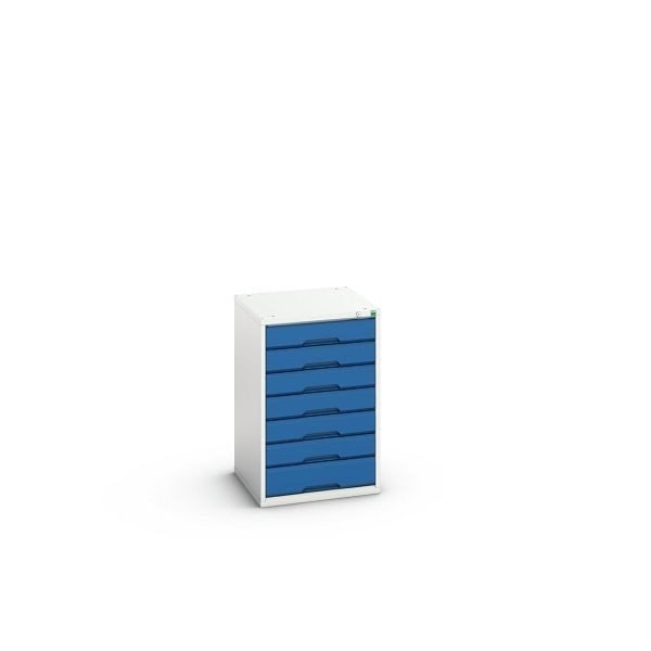 bott verso Schubladenschrank, mit 7 Schubladen, BxTxH: 525 x 550 x 800 mm, Lichtgrau / Enzianblau, 16925015.11
