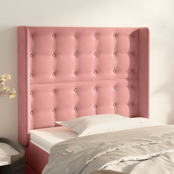 vidaXL Kopfteil mit Ohren Rosa 93x16x118/128 cm Samt, 3120055