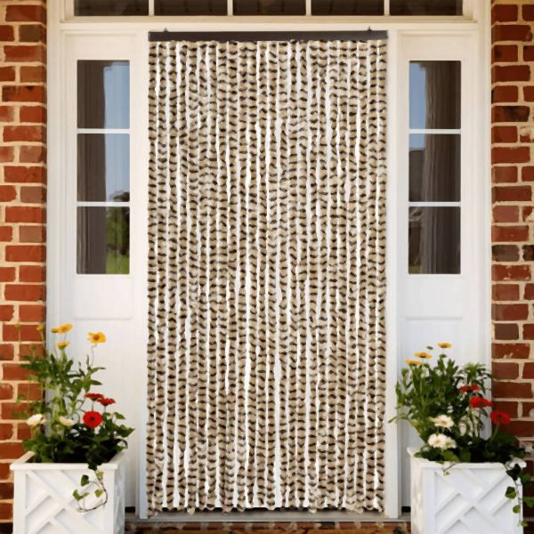 vidaXL Fliegenvorhang Beige und Braun 100x200 cm Chenille, 377389