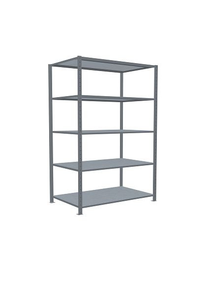 Schulte Grundregal, Steckregal MULTIplus250, 2000 x 1300 x 800 mm, 5 Fachböden, Kreuzstrebe, verzinkt, 12980-130