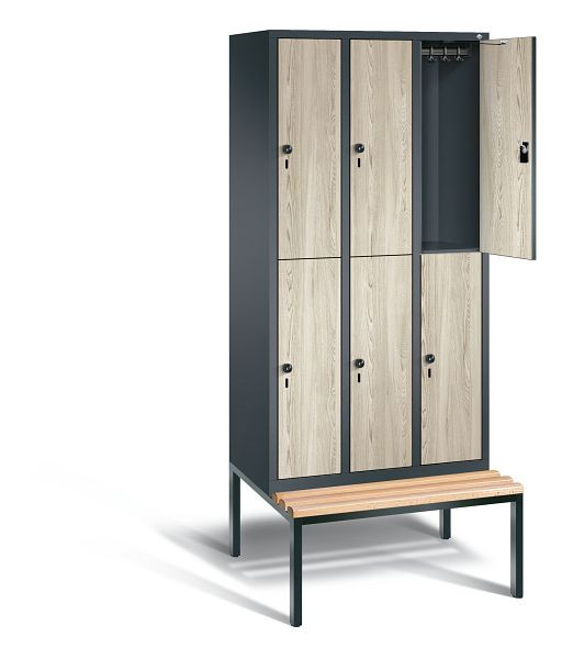 C+P Spind doppelstöckig Evolo, H2090xB900xT815mm, Farbe: Anthrazitgrau / Dekor Sen-Esche, 48350-30 S10410