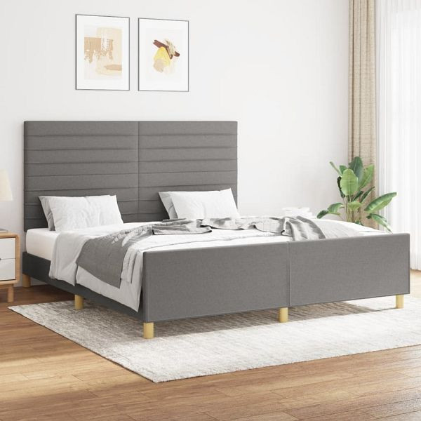 vidaXL Bettgestell mit Kopfteil Dunkelgrau 160x200 cm Stoff, 3125147