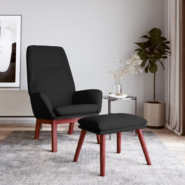 vidaXL Relaxsessel mit Hocker Schwarz Stoff, 3097877, 8720286901281