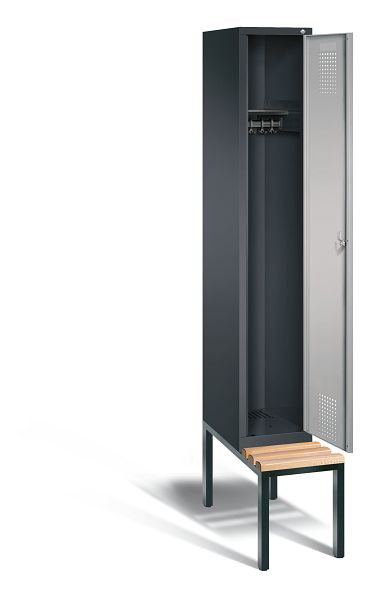 C+P Garderobenschrank Evolo, H2090xB320xT815mm, Farbe: Schwarzgrau / Weißaluminium, 48050-10 S10046