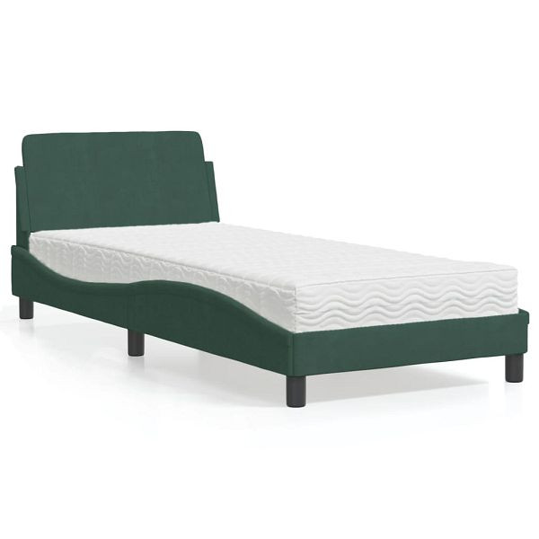 vidaXL Bett mit Matratze Dunkelgrün 80x200 cm Samt, 3208294