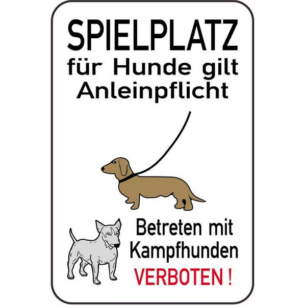 Stein HGS Hundeschild, SPIELPLATZ für Hunde gilt Anleinpflicht - Betreten mit Kampfhunden VERBOTEN!, 14887