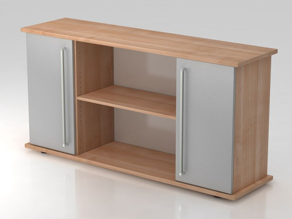 Hammerbacher Sideboard 2 Türen 166cm Chromgriff Nussbaum/Silber, 166,1x44,8x84 cm (BxTxH), VSB2T/N/S/CE