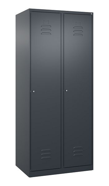 C+P Mehrzweckschrank Classic PLUS, Wäsche-Spind, 2 Abteile, 1850x800x500mm, 7016/7016, Zylinderschlösser, 080000-22B S10023