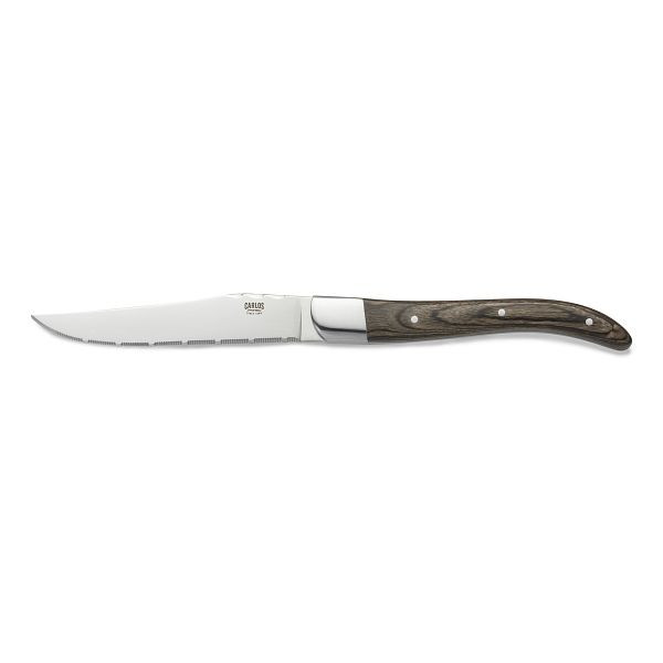 WAS Steakmesser Set CARLOS, mit braunem Pakkaholzgriff, 23 cm, Klingenstahl 420, Holz, VE: 6 Stück, 6427023