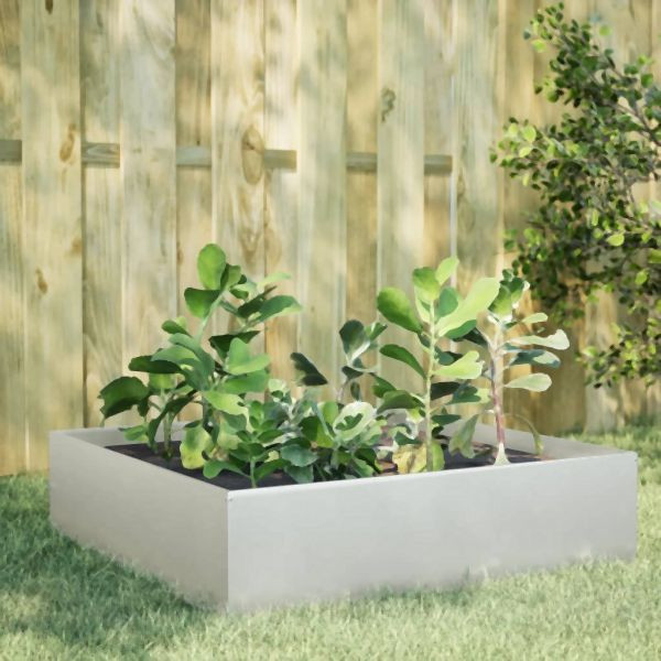 vidaXL Hochbeet 100x100x25 cm Edelstahl, für Heimwerker, 851035