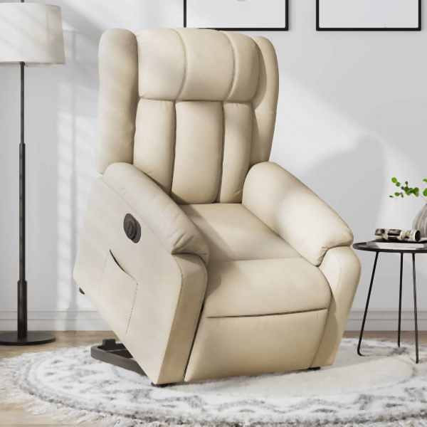 vidaXL Relaxsessel mit Aufstehhilfe Elektrisch Creme Stoff, 3205349