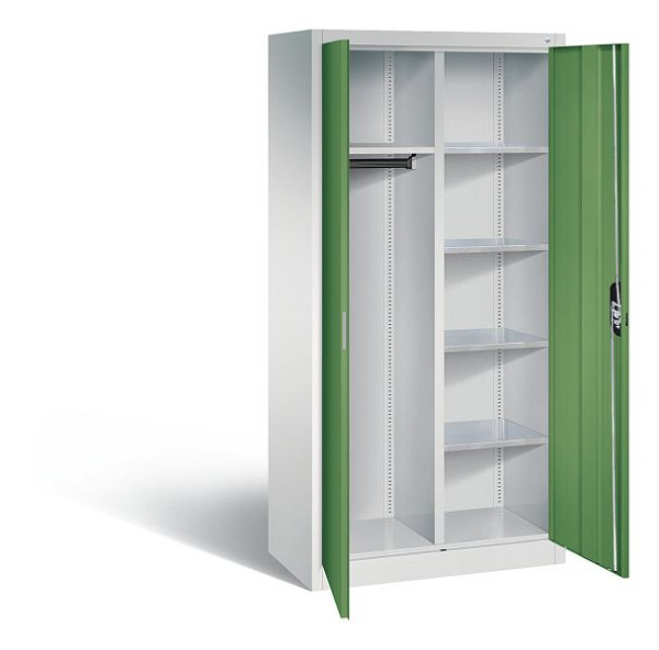 C+P Akten-/Garderobenschrank Acurado, H1950xB930xT500mm, Farbe: Lichtgrau / Resedagrün, Muldengriff, 8921-312 S10250