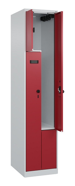 C+P Z-Spind Evolo PLUS, 2 Fächer, 1850x400x500mm, 7035/3003, Drehriegel, 049003-122 S10009