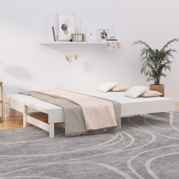 vidaXL Tagesbett Ausziehbar Weiß 2x(80x200) cm Massivholz Kiefer, 823385