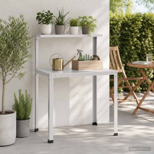 vidaXL Pflanztisch 80 x 50 x 104 cm Pulverbeschichteter Stahl Weiß, 8014905