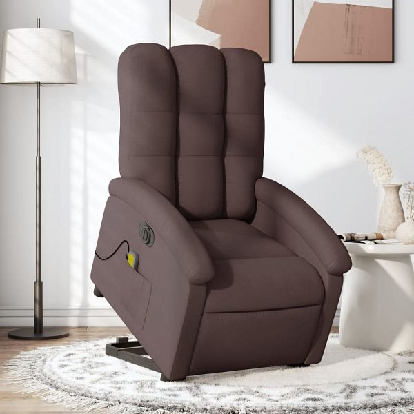 vidaXL Elektrischer Massagesessel mit Aufstehhilfe Dunkelbraun Stoff, 3204133
