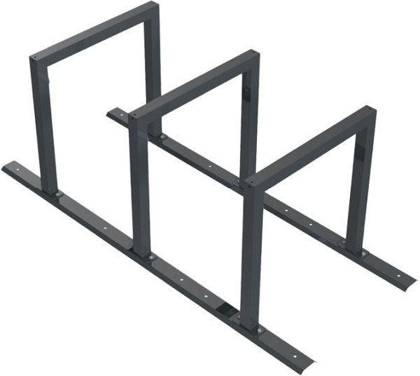 Schake 3er Reihenanlage Fahrradständer als Reihenanlage mit Schienensystem für Anlehnbügel, ohne verschließbare Ladeboxen, 424_30BE