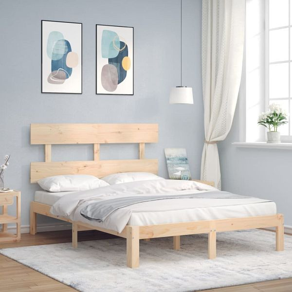 vidaXL Massivholzbett mit Kopfteil 140x190 cm, 3193511, 8720845986810